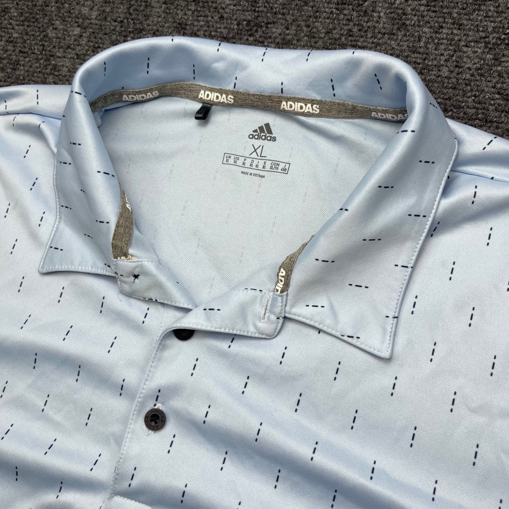 Adidas Golf Performance Sport Dash Print Light Blue Short Sleeve Polo Shirt